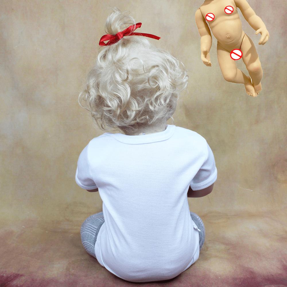 BZDOLL 55 CM Full Soft Vinyl Body Reborn Baby Blonde Hair Girl 22 Inch Doll Toy Lifelike Realistic Princess Toddler Bebe
