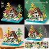 Center Lake Creative Wooden House Scene Assembly Building Block Model Toy Gift