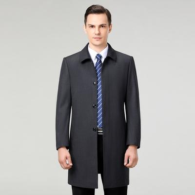 Casual Trench Coat Business Jacket Medium and Long Autumn Clothing Lapel Dad Coat Middle-aged and Elderly Coat Men's Spring and Autumn