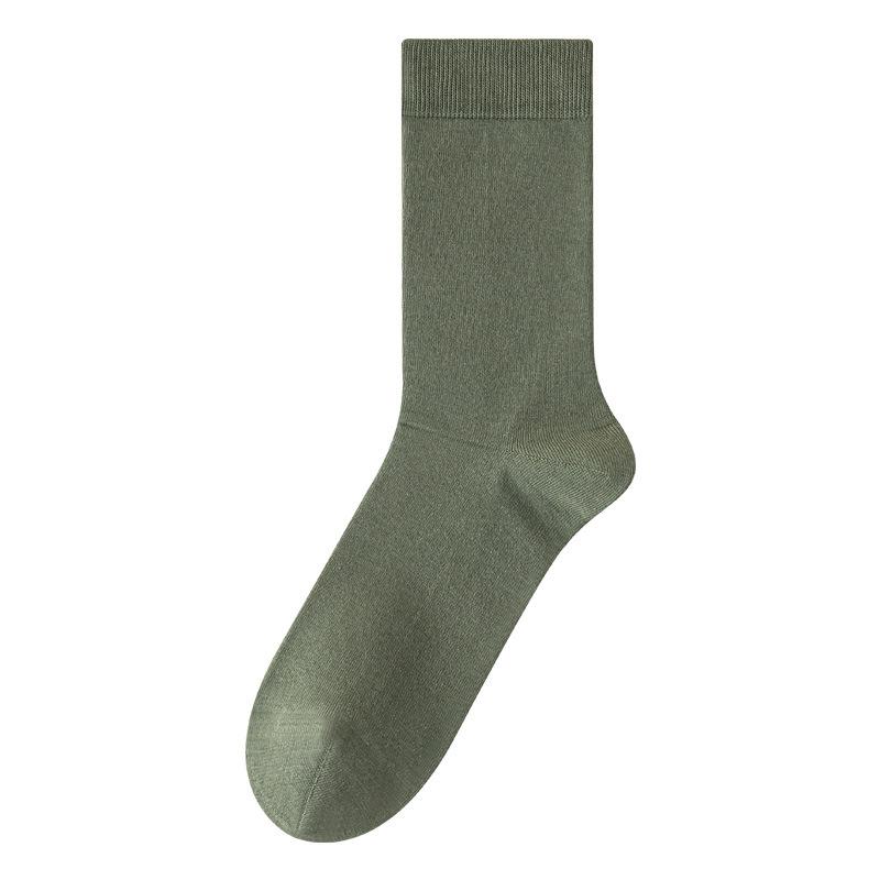 

Осенние мужские носки до середины икры из чистого хлопка, мужские носки против запаха и антибактериальные, осенне-зимние высокие носки до колена однотонные 1 pair армия зеленый