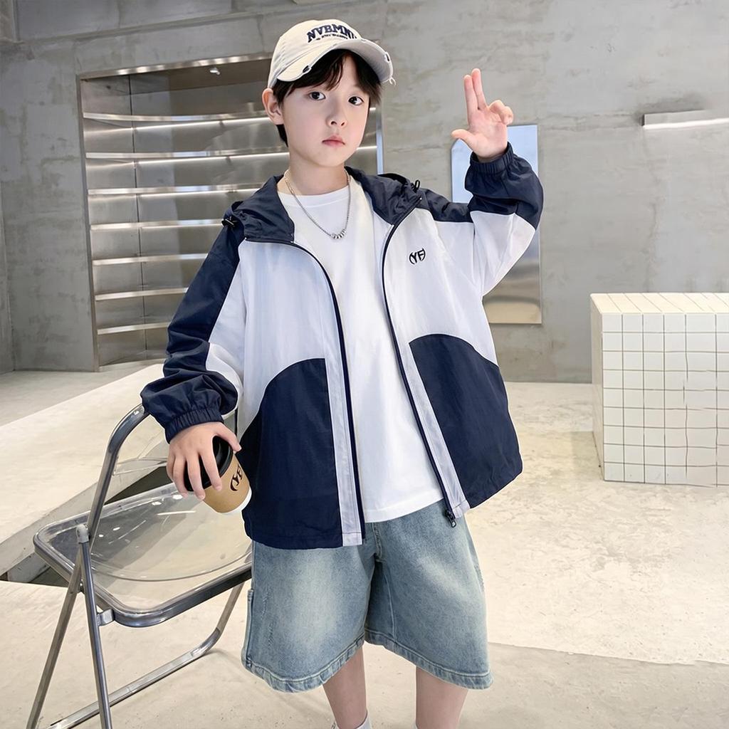 Boys' Lightweight Summer Sun Protection Clothing - Ultra-Thin, Breathable, Quick-Drying for Medium & Large Children, Trendy 2026 Style