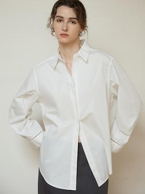 High-Density Long-Sleeve Women's All-Cotton White Shirt with Turn-Down Collar - Elegant Autumn Commuter Style