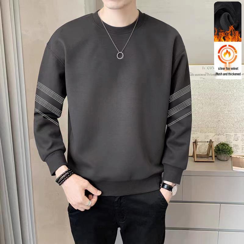 

Fast Shipping: Men s Trendy Loose Round Neck Fleece Hoodie - Autumn/Winter Long Sleeve Base Layer 3XL (suitable for 145-160 lbs)
