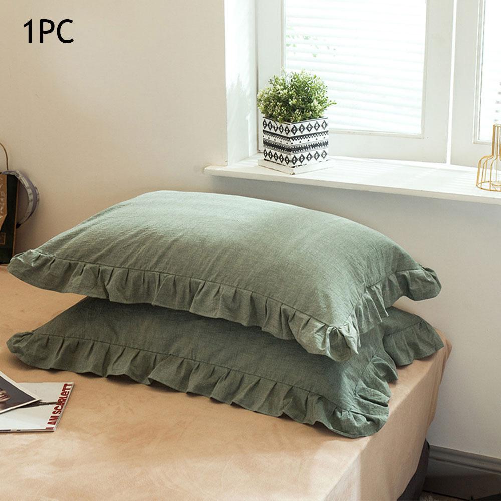 48x74cm Washed Cotton Pillowcase Home Bedding Super Soft Ruffled Pillow Cover With Envelope Closure Pillow Cases Home Decor
