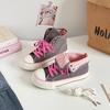 Women's High Top Platform Canvas Sneakers Polka Dot Foldable Collar Lace Up Breathable Korean Style Casual Shoes Fall
