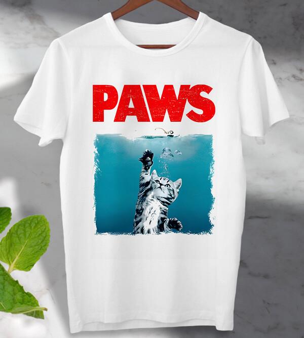 26 Paws Jaws Cat Fun Pet Lover Kitten T shirt Unisex Men s Ladies Top Unisex T-Shirt L