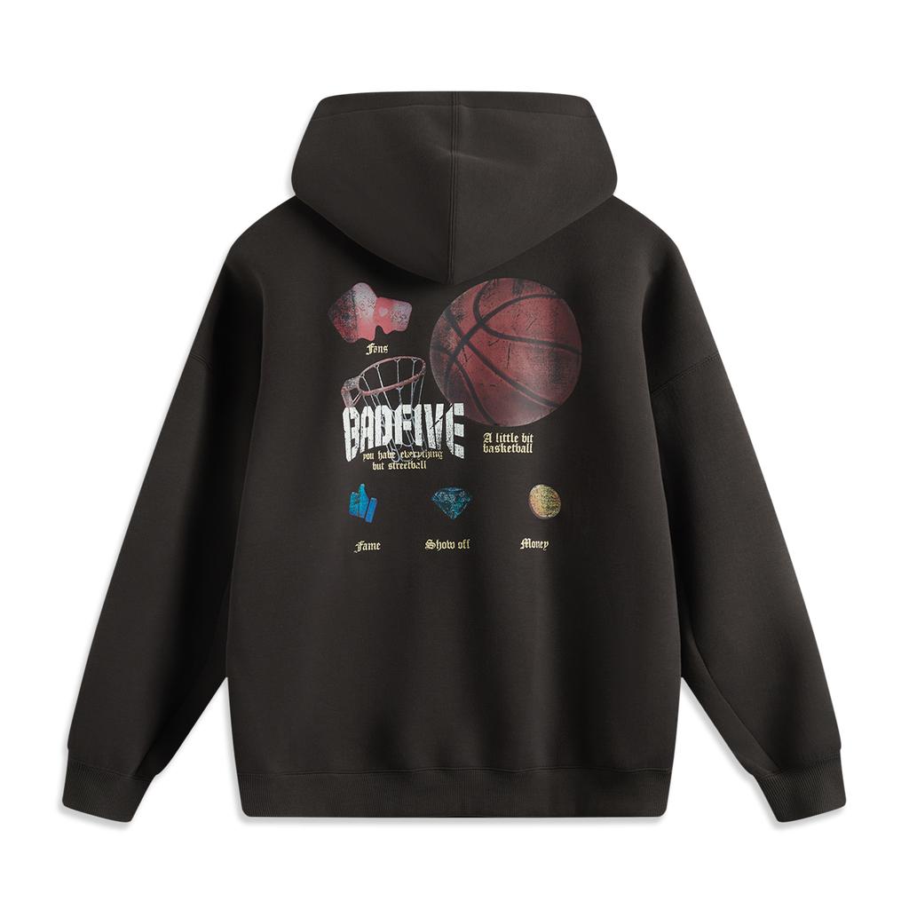 Li Ning Badfive Comfortable Letter Print Sweatshirt Men Sweatshirt Black Chocolate AWDV029-2
