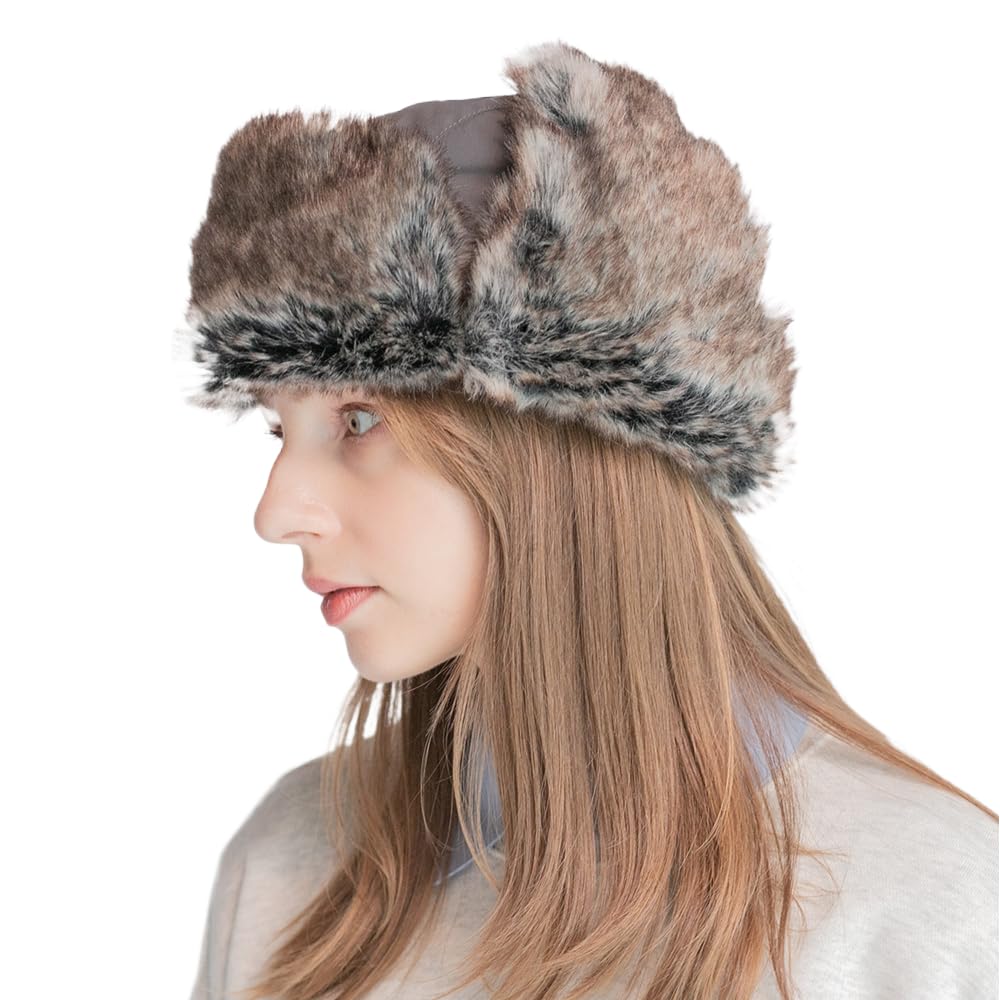 ICHIYON Aviator Flight Pilot Flight Hat for Men and Cold Weather Fur Winter Boa Cap with Ear Flaps [14+ PLUS] Heat-Generating, Water-Repellent Cap,