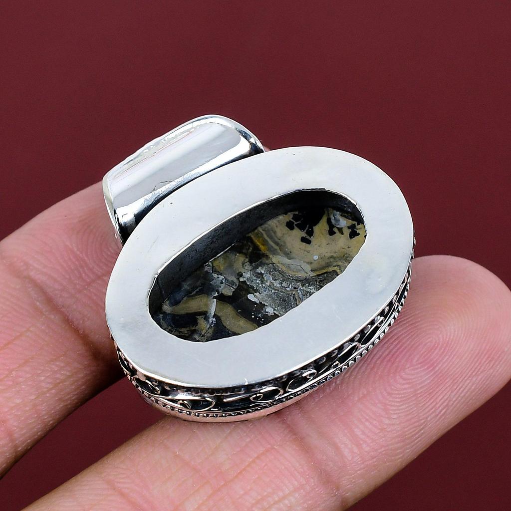 Schalenblende Pendant Original Gemstone Pendant 925 Sterling Silver Pendant Schalenblende Jewelry Handmade Vintage Pendant Gifts for Mother