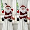 Playful Doll Curtain Buckles for Holiday 2Pcs Christmas Santa Tiebacks, Dancing Reindeer Holdders, Metal Clip Theme Holders Office Cute Bear Holdbacks