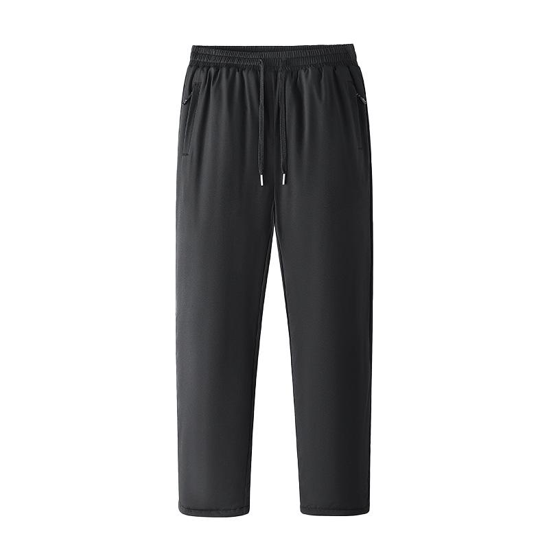Warm Winter Men's Straight Pants Double-deck Knee Pads Windproof Warm Cotton-Padded Pants Trousers Elastic Thick Thermal Sweatpants