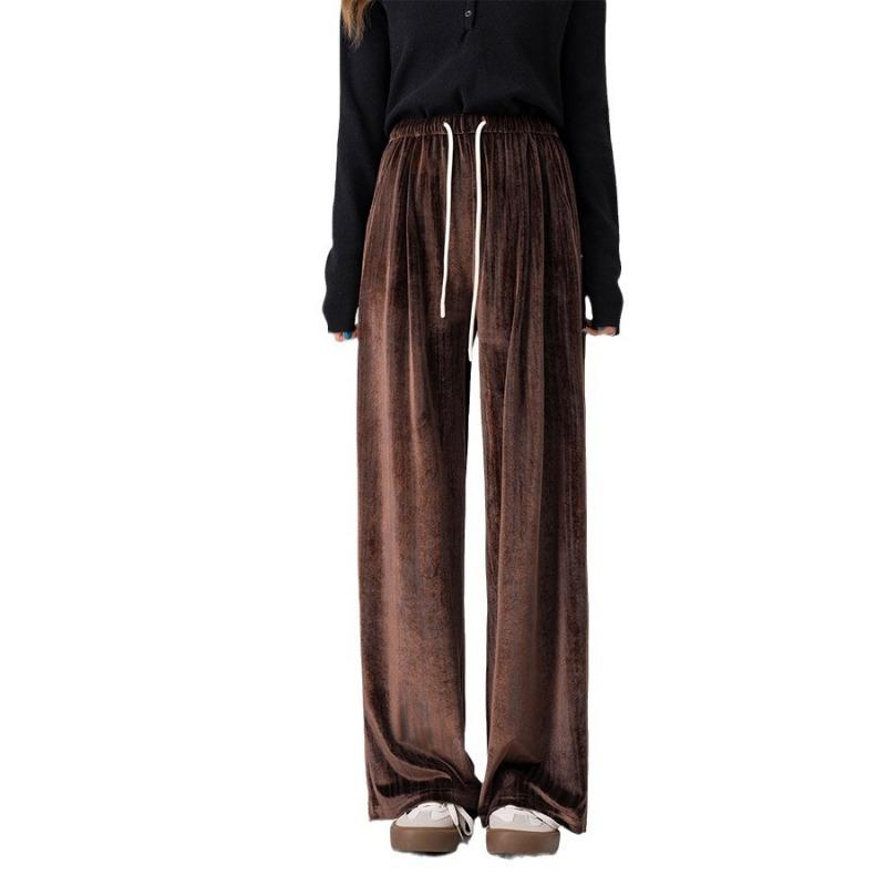 Autumn and Winter New Quality Golden Velvet Retro Tie-dye Striped Wide-leg Pants Children's Casual Loose Drape Straight Trousers
