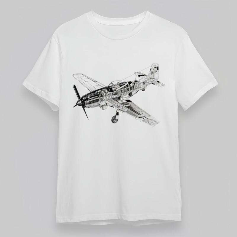 

Men s Fashion Classic T-Shirt Technical Aircraft Line Art Blueprint Oversize Tee 2XL