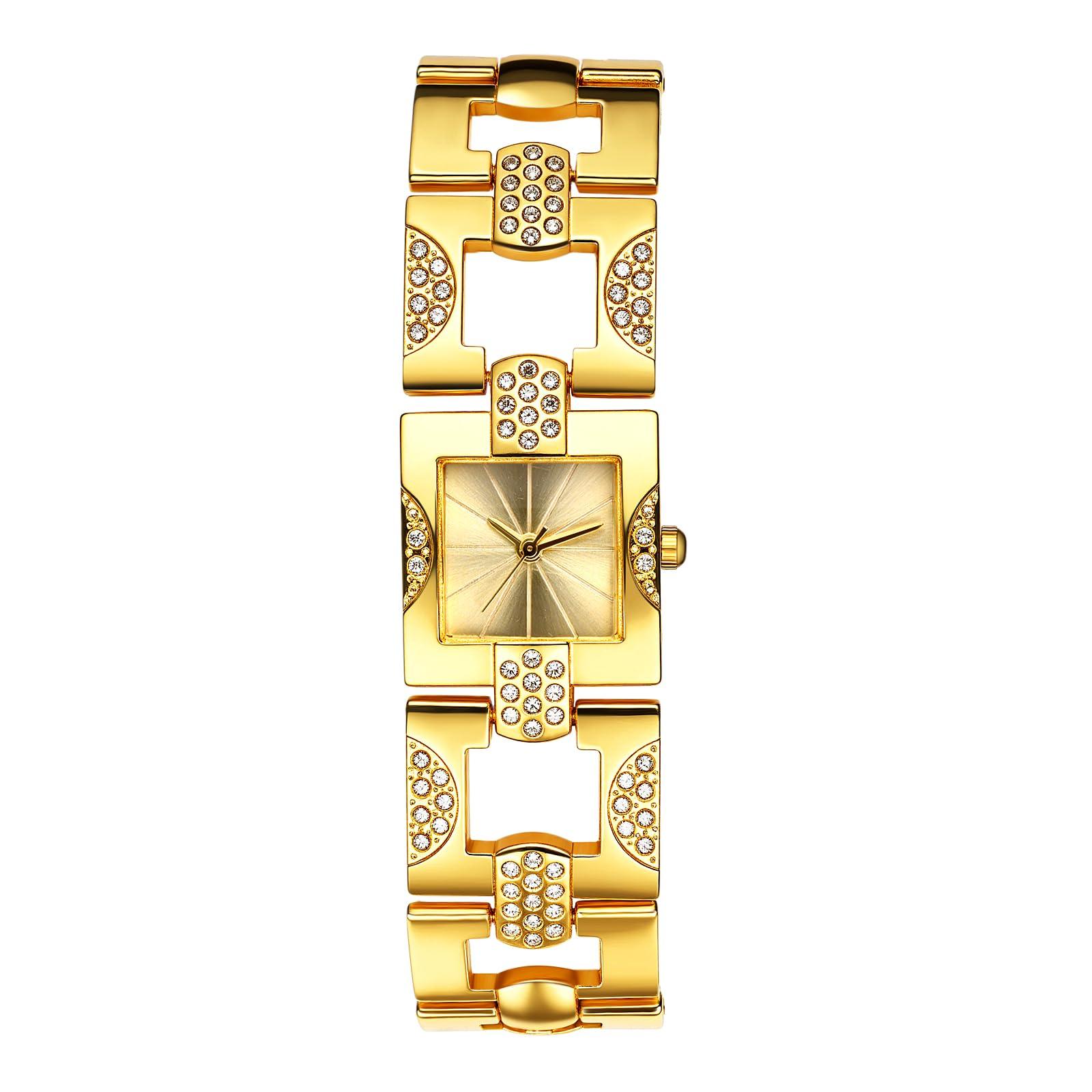 Women s Square Watch with Bracelet, Sparkling Design: Analog, Waterproof, Antique Style, Cute, Stylish Alloy Strap, Fashion Accessory - Perfect Gift