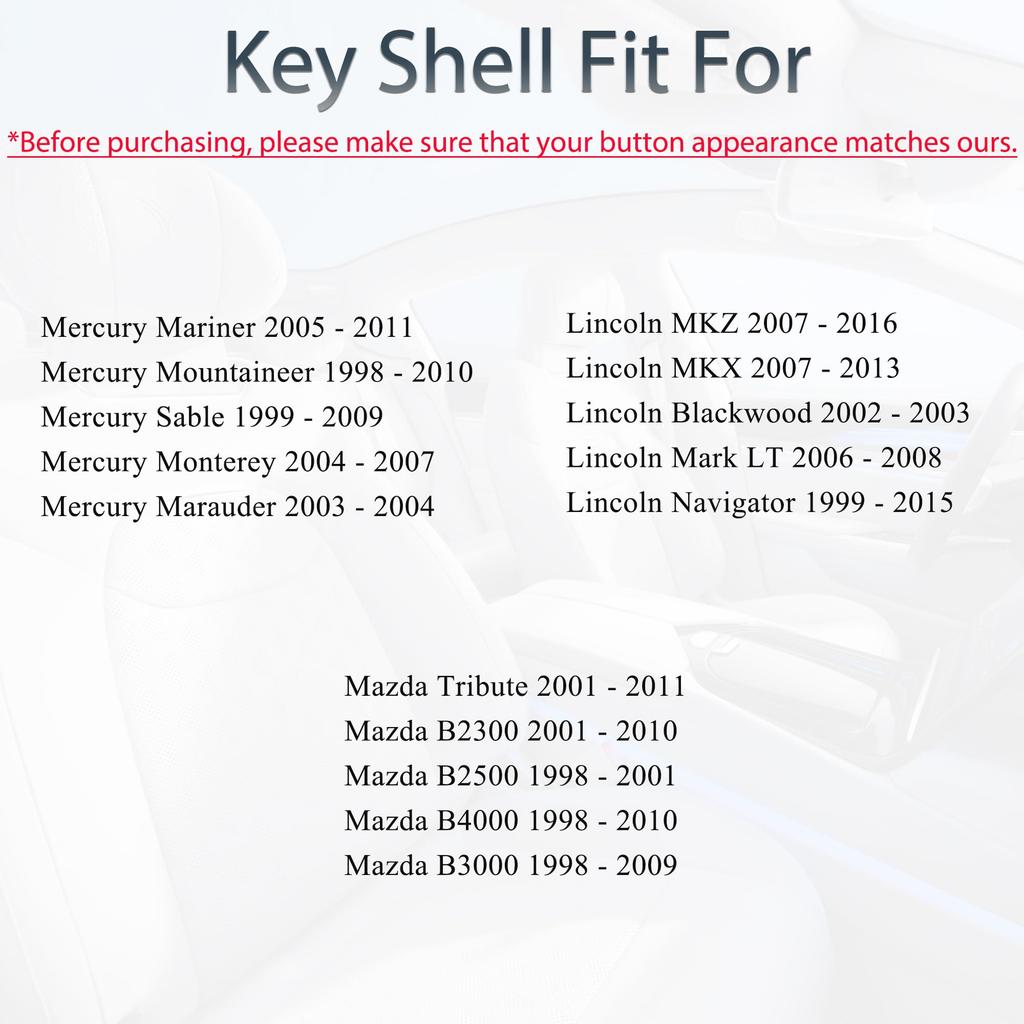 SUPALAND Key Fob Shell Case Replacement for Ford F150 F250 F350 Explorer Expedition Ranger Escape Edge E150 Freestar Lincoln Navigator Mazda Remote