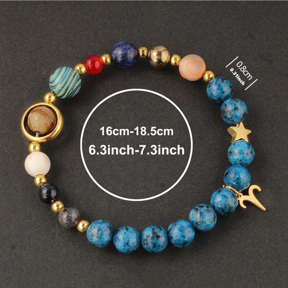 Cosmic Galaxy Solar System Bracelet for Women Men Stone Beads 12 Constellations Adjustable Bangle Jewelry Gifts