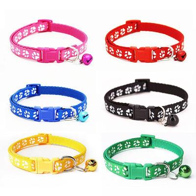 Small Cats Dog Collars With Bell Breakaway Adjustable Dog Puppy Bling Paw Prints