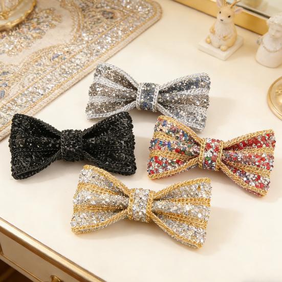 Men Bow Tie Adjustable Fit Shiny Rhinestone Design Neck Tie Weddings Groomsmen Business Formal Occasions Accessories