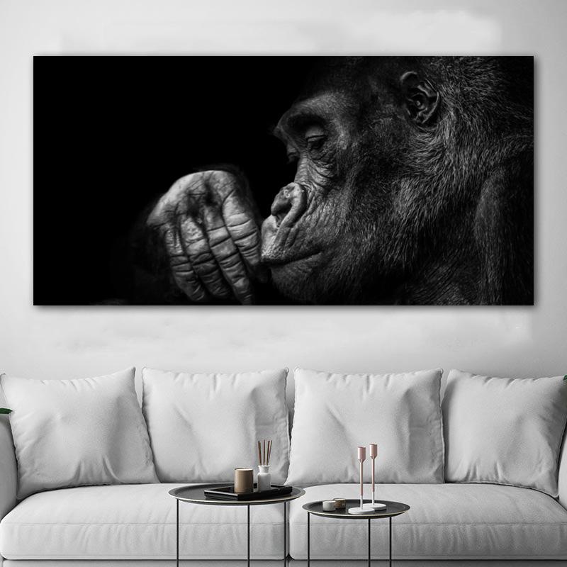 Gorilla Monkey Leopard Tiger Animal Canvas Painting Black And White Wall Art Picture For Living Room Modern Poster Home Decor