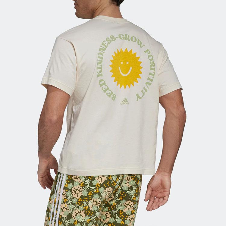 Adidas Solid Color Logo Graphic Crew Neck Sports T-Shirt Men Tops White HR4315