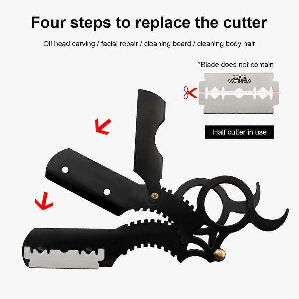 Straight Edge Barber Razor Haircut Beard Eyebrow Shaving Tool Manual Depilation Razor Hairdresser Trimming Blades Not Include