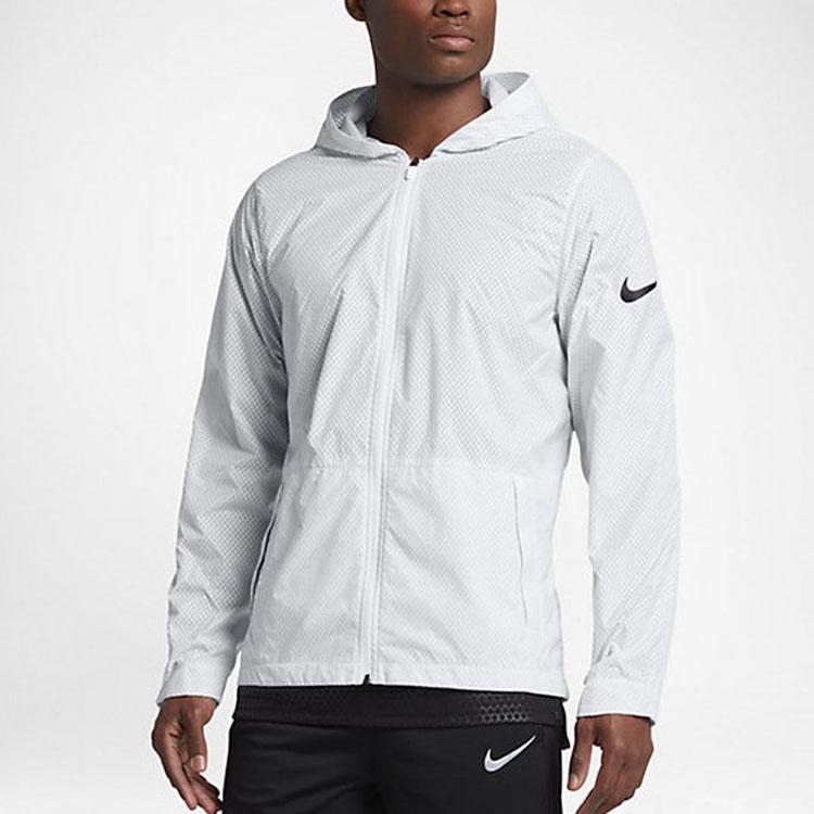Nike Lightweight Water-Resistant Plaid Jacket Men Outerwear White 848532-100