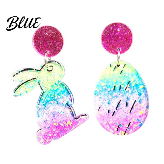 Acrylic Earrings Easter Bunny for Women Glittery and Colorful Rabbit