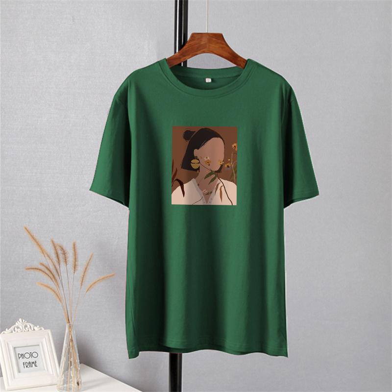 Camiseta Shellsuning con estampado estético a la moda para mujer, camisetas informales 100% de algodón de gran tamaño con cuello redondo, camisetas Harajuku para mujer, camisetas básicas simples
