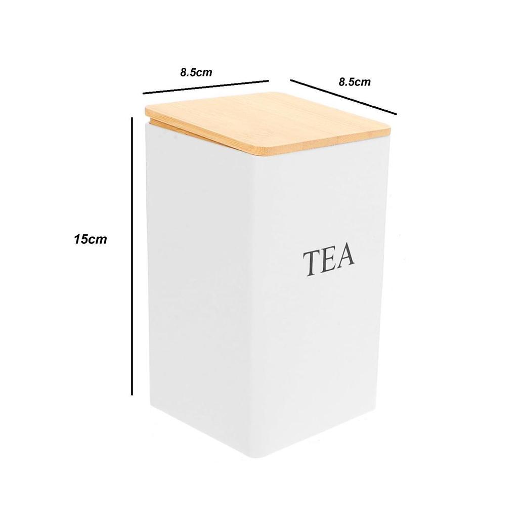 Elegant Bamboo & Wood Lid Tea Caddy, Tinplate Storage Box, Moisture-Proof Sealed Jar for Coffee Beans & Candy.