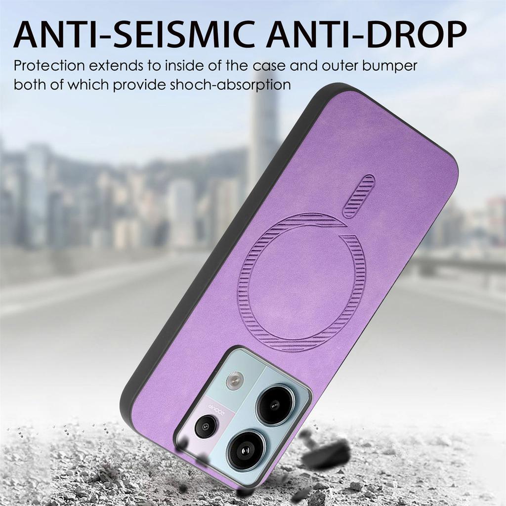 B1 For Xiaomi Poco X6 5G/Redmi Note 13 Pro 5G Leather Back Case Compatible with MagSafe Skin-Touch Phone Cover