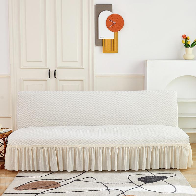 Living Room Without Armrests Skirt Sofa Bed Cover Thickened Terry Grid Elastic Folding Sofa Cover All-Inclusive Universal