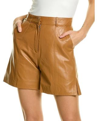 Kurze Braune Stilvolle Lederhose 100% Echtes Leder Cocktailparty Damen Designerbekleidung