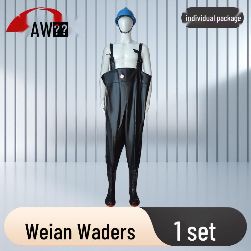 Weian Waterproof PVC Fishing Waders with Integrated Boots 42; Weian Suspender Waders (65S) F8021