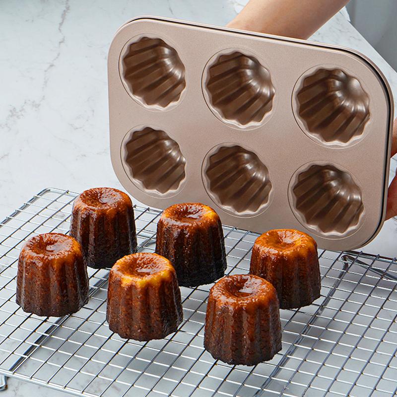 1 Stück 6/12 Auswählbar Tasse Roségold Canele-Form Mit Antihaftbeschichtung Kohlenstoffstahl Material Blumenform Canelé Muffinform