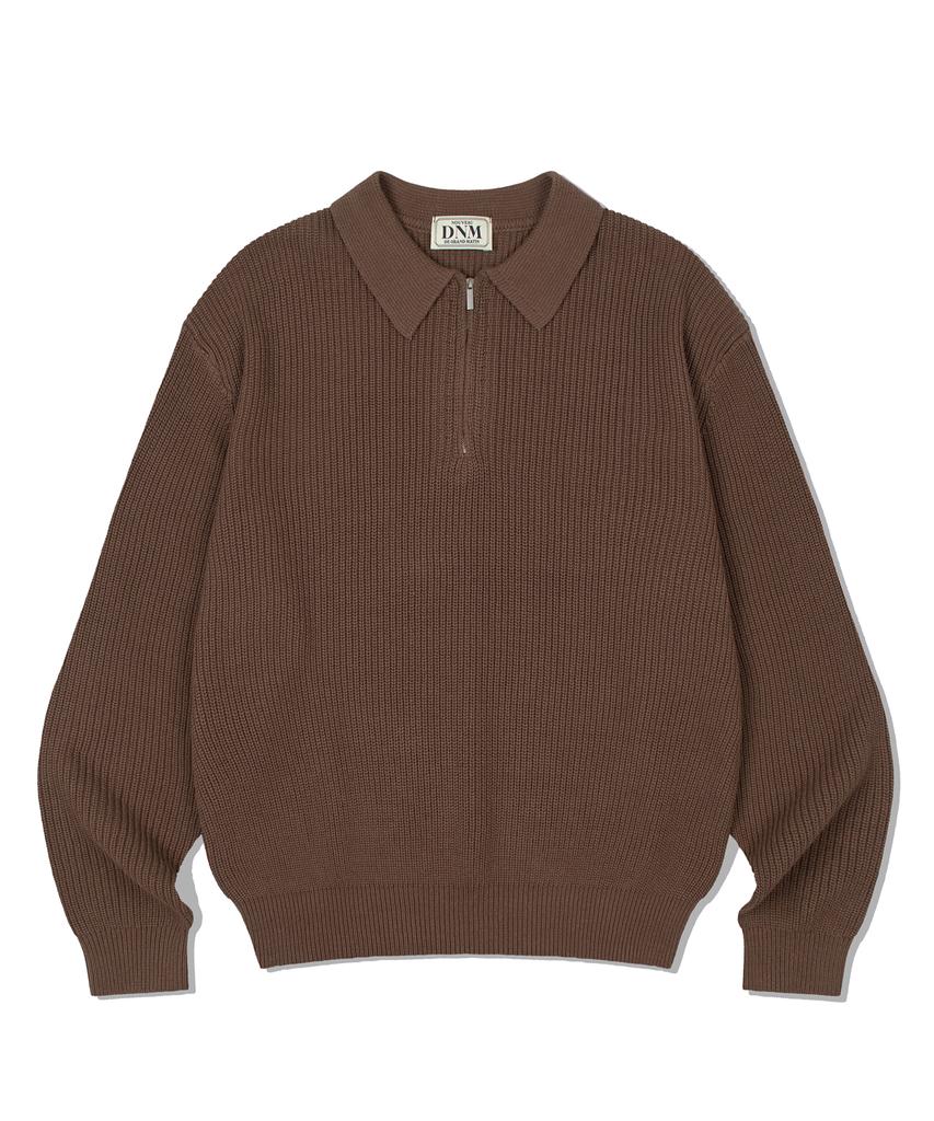 DE GRAND MATIN Zip-Up Collar Knitwear_Brown