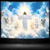 Tapiz de Jesucristo Colgante de Pared Ángel Religioso Nubes Arte de Pared Tapiz Para Sala de Estar Dormitorio Decoración del Hogar Póster de Tela