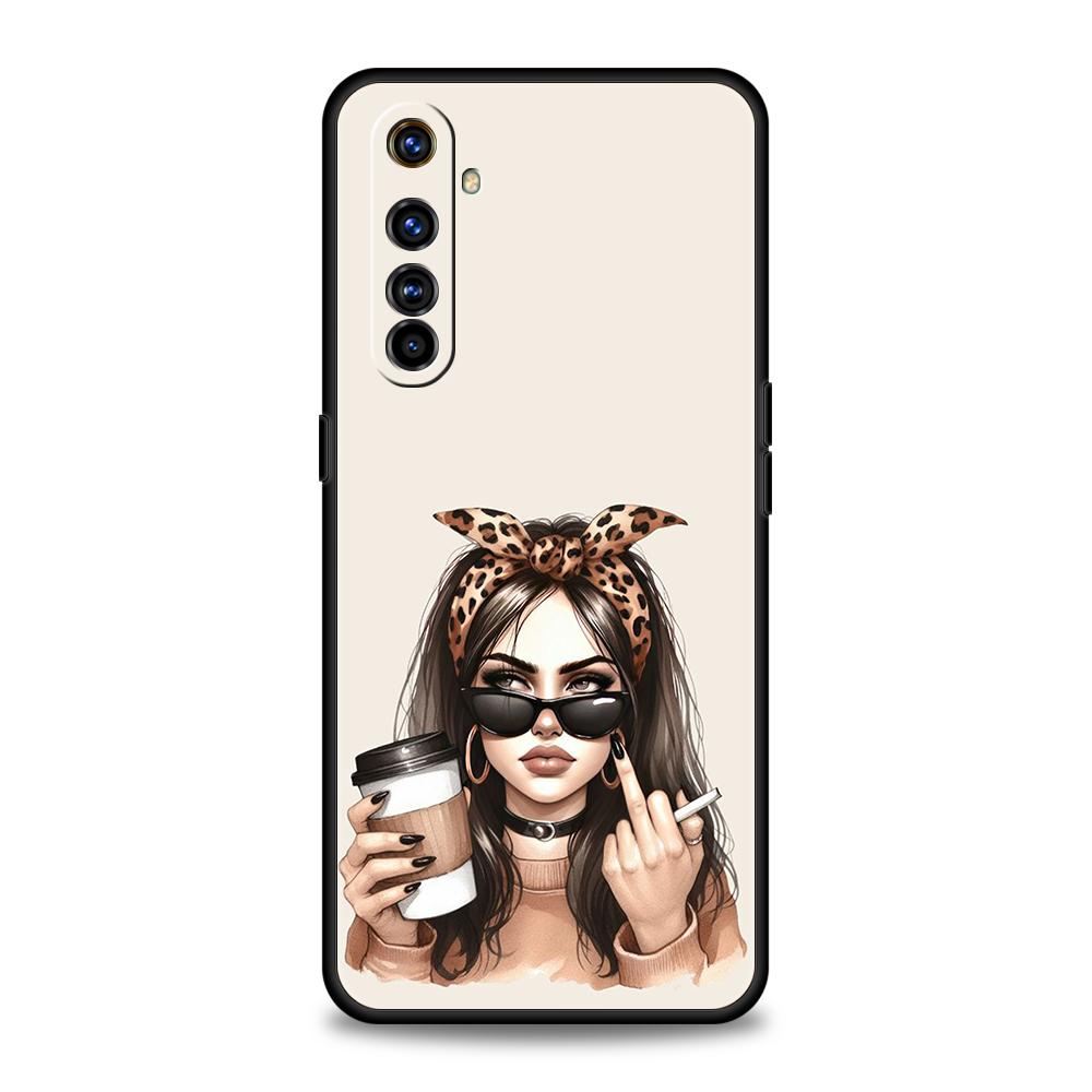 Girl Boss Female Coffee Phone Case For Realme 13 12 11 10 9 8 5G 7 C25 C35 GT5 GT3 GT2 Pro Plus For Realme GT Neo 2 3 3T 5 Cover