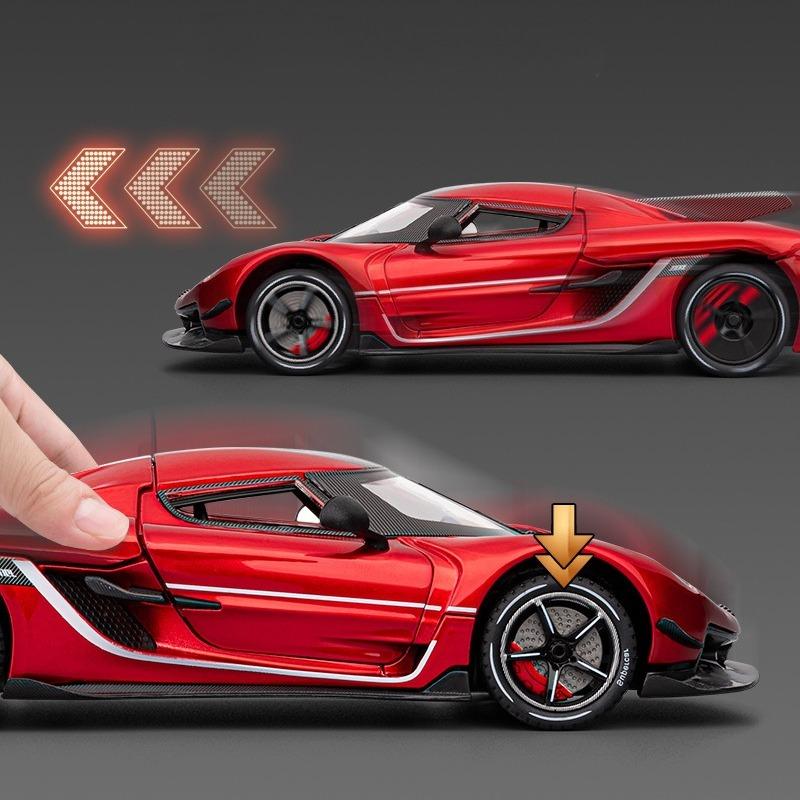 1/24 Koenigsegg Jesko Super Sports Car Alloy Car Model Ornaments for Children Boys Toys Pullback Light Simulation Model Diecast Toy Vehicle