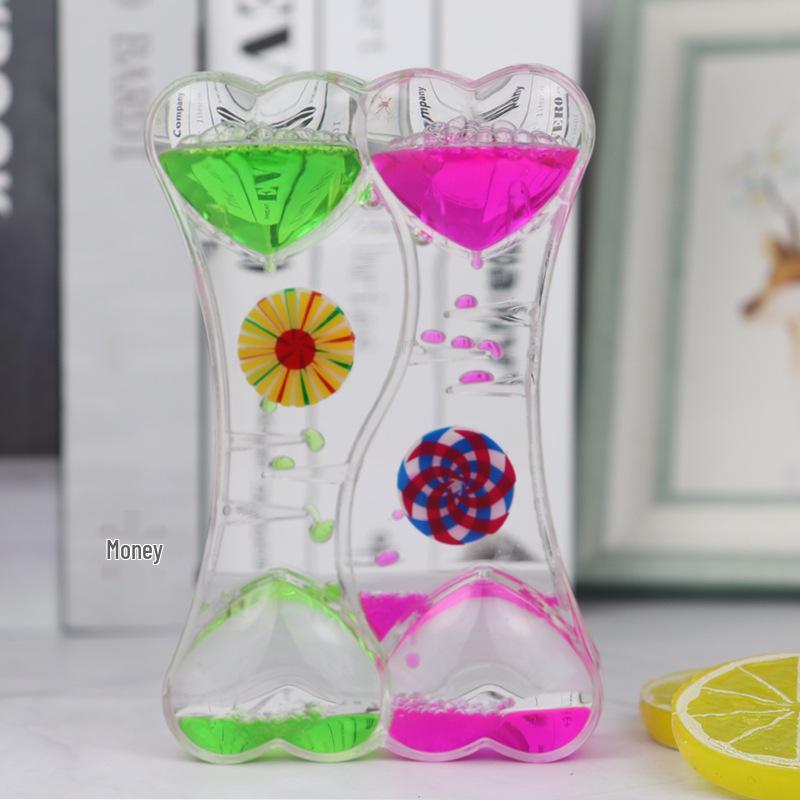 Zweifarbiger Flüssig-Sanduhr-Timer: Windrad Pfirsichherz Ornament - Perfektes Neujahrsgeschenk für Studenten