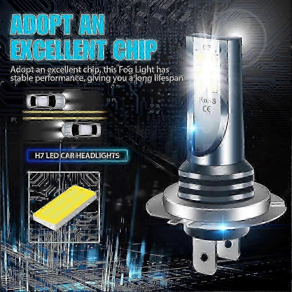 2pcs H7 Led Headlight Bulb Kit Car Fog Light Bulbs High Low Beam 110w 30000lm Super-bright 6000k White Led Lights For Vehicles(epa13)
