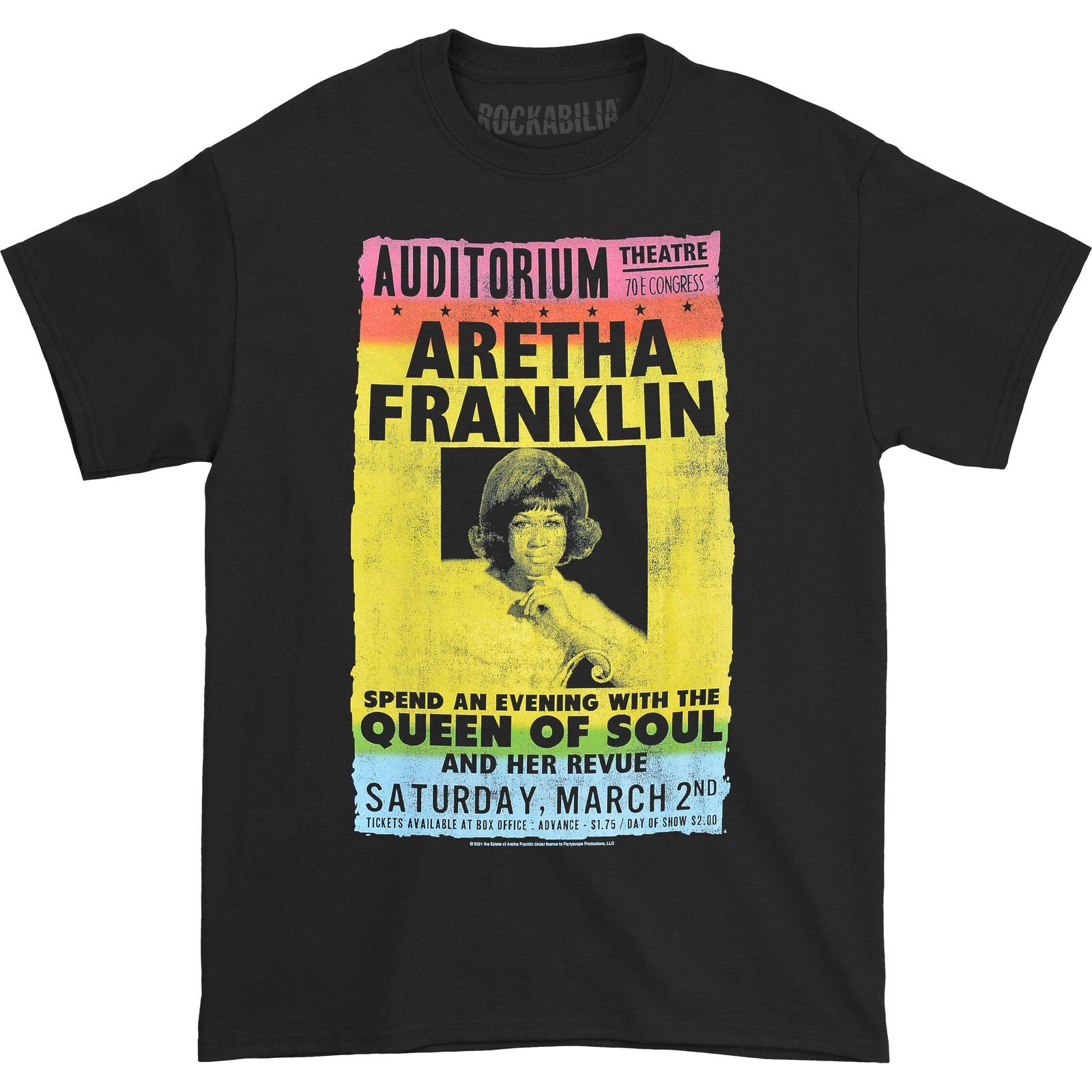 Men s Aretha Franklin Tribute Poster Slim Fit T-shirt Medium Black L