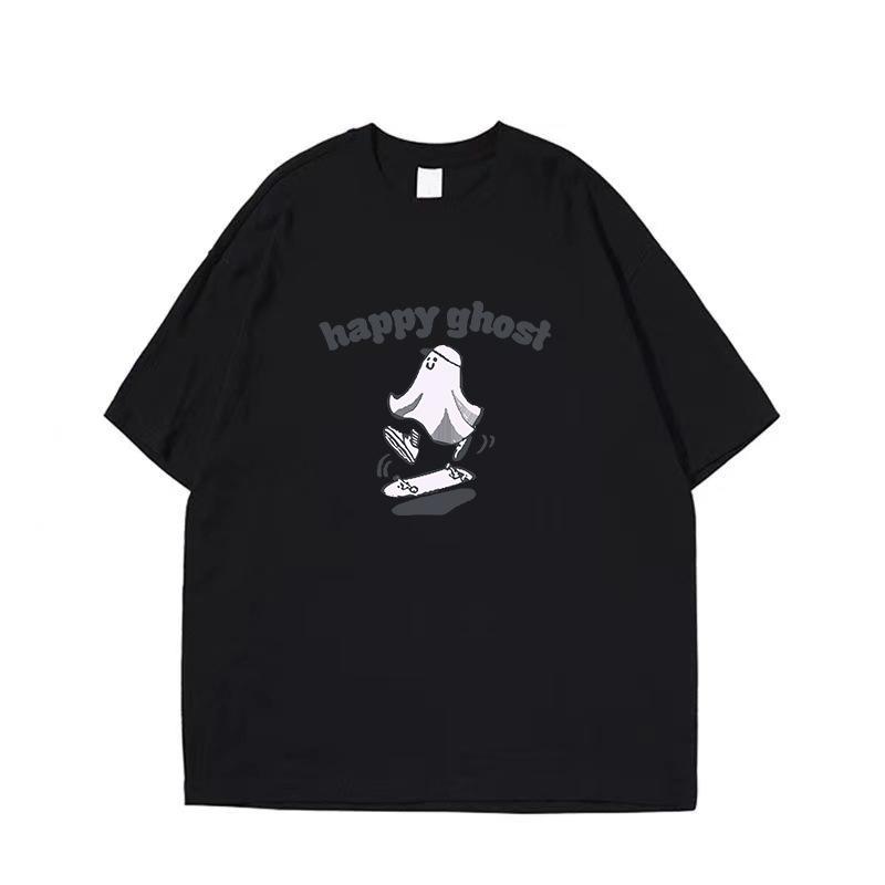 Cotton Men's Round Collar T-shirt Drop-Shoulder Five-Quarter Sleeve Loose Plus Size Trend All-Match Top