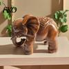 Decorative Animal Sculpture Elephant Figurine Ornament, Resin Wood Grain Statue, Auspicious Entryway Accent for Home Office Living Room