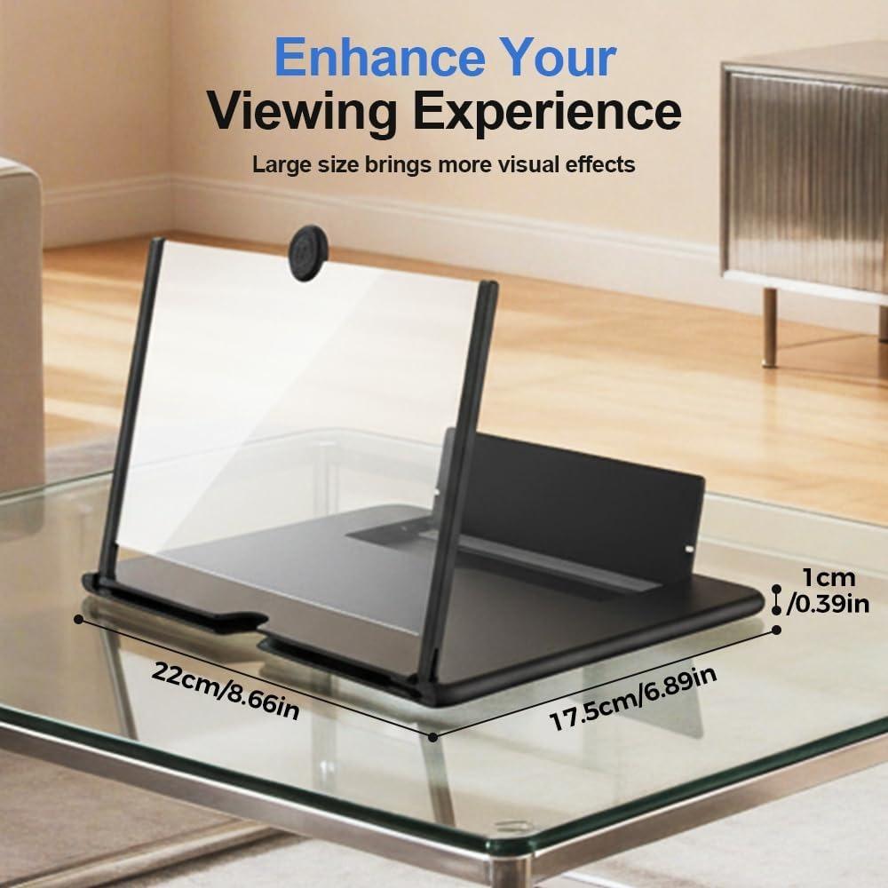 Mobile phone magnifier screen, 3D HD magnified projection screen, for movies, videos, and games, foldable phone stand with screen magnifier
