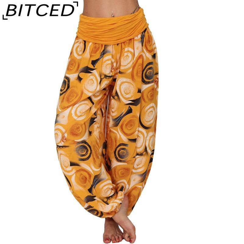 BITCED 15 Color Women Casual Elastic Waist Plus Size Print Long Trousers Straight Loose Long Pants Haren