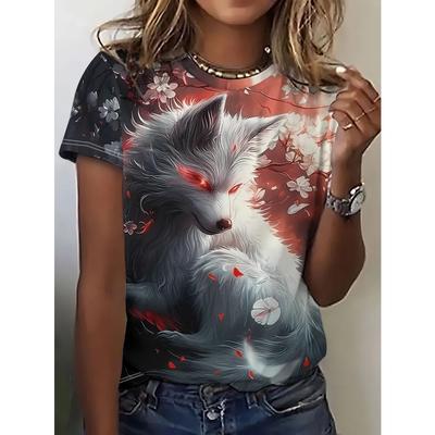 Interesting Animals Creative 3D Printed Short Sleeved T-shirt Fashionable Comfortable Soft Breathable Large Loose Womens T-shirt