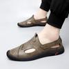 Large Size Summer Casual Hollow Doudou Shoes Men's British Casual Breathable Sandals Microfiber One-pedal Driving Shoes