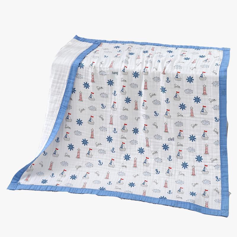 Grade A All-Cotton 6-Layer Baby Bath Towel - Soft, Absorbent, Printed Gauze for Newborns