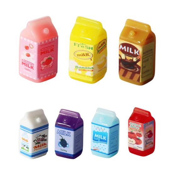 3Pcs Mini Milk Box Realistic Accessories Resin Simulation Milk Boxed Pretend Play Toy for Dolls Kitchen