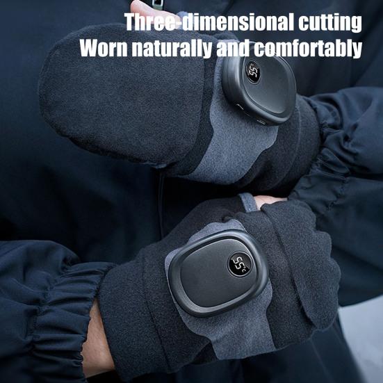 1 Pair Heated Gloves for Men Women Smart Thermostat Control Rapid Heating Rechargeable Hand Warmers Electric Heating Glove for Work Cycling